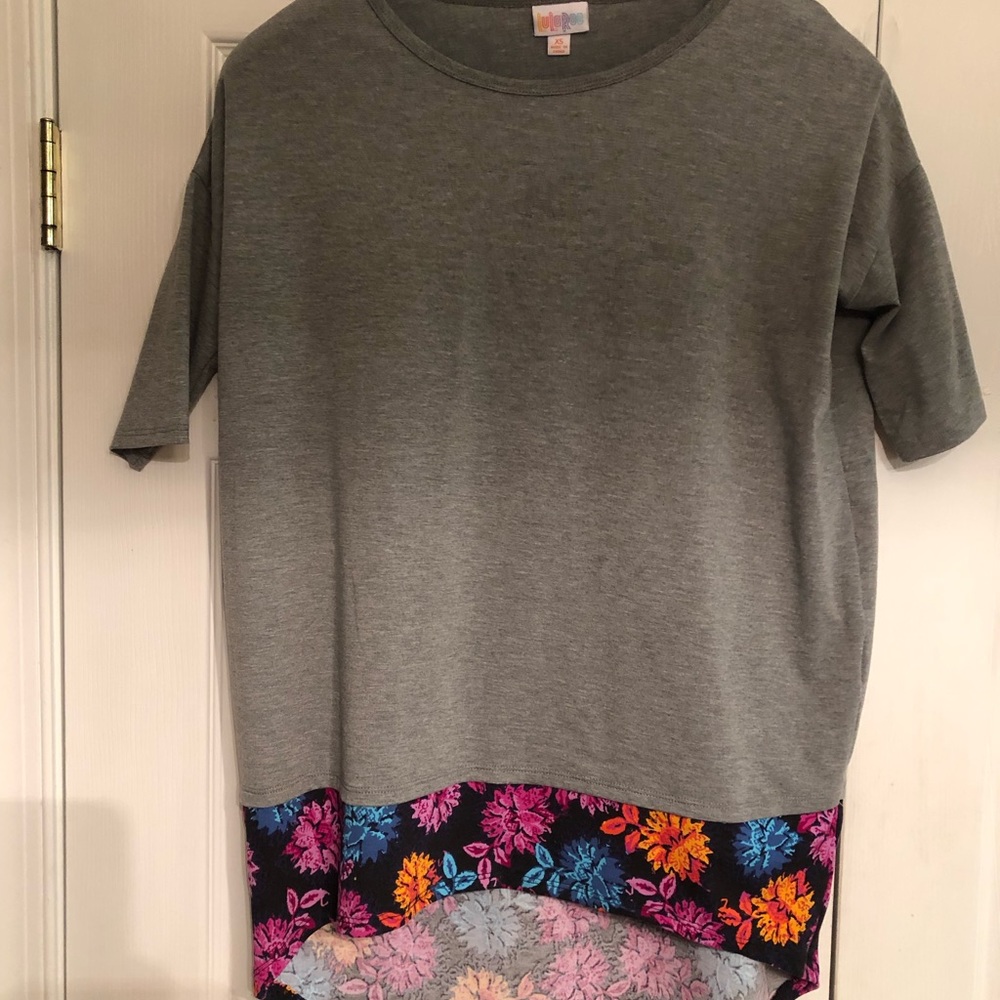 Lularoe Irma xs grey with floral like new